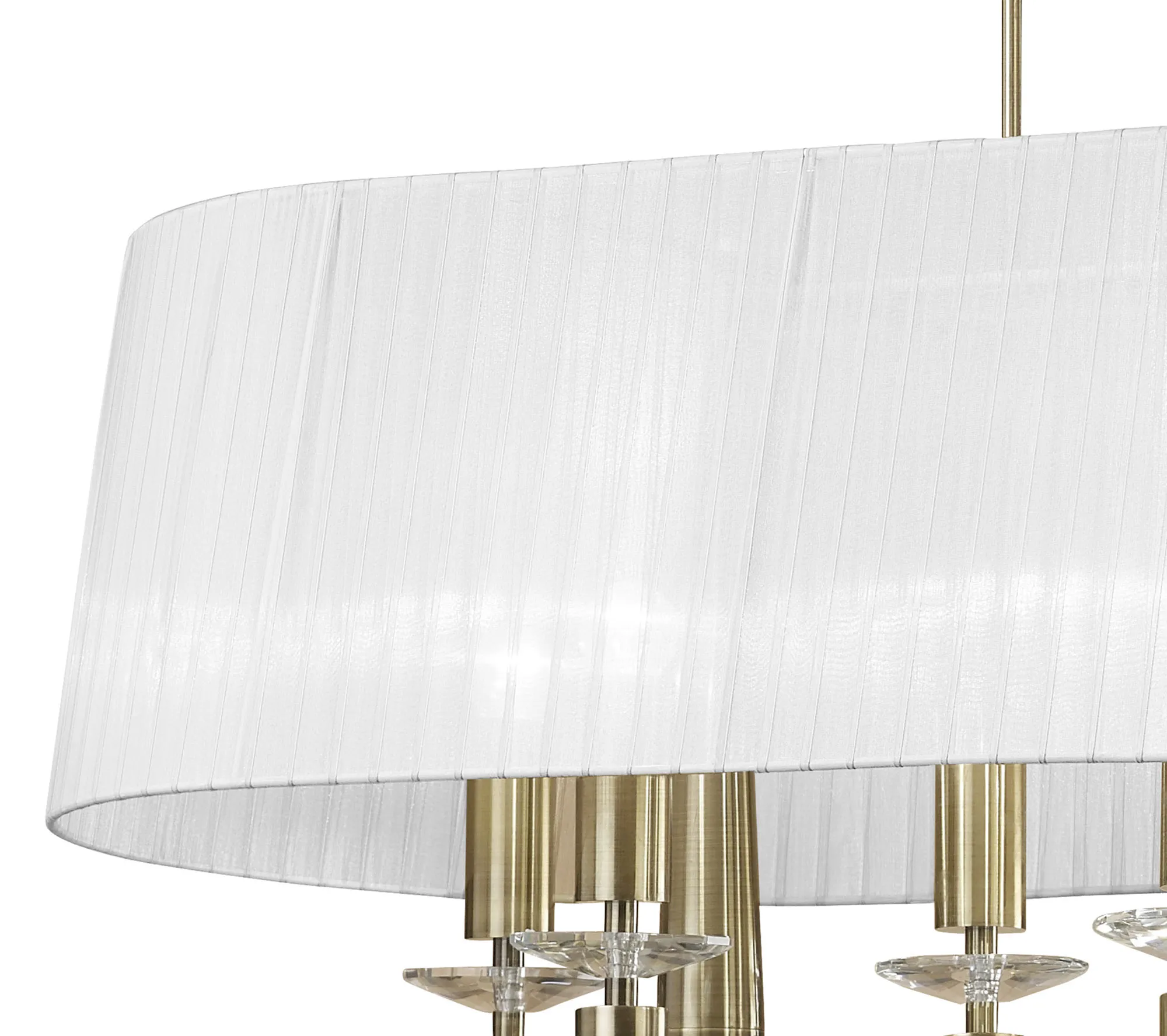 Tiffany AB Crystal Pendant 6+6 Light Antique Brass M3873/WS  Mantra Tiffany Antique Brass-White